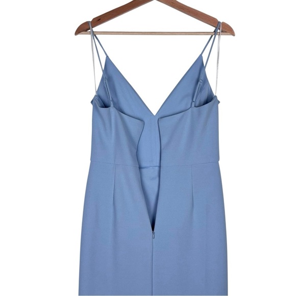 WAYF INES BLUE V-NECK TULIP COCKTAIL SHEATH DRESS - Picture 9 of 13